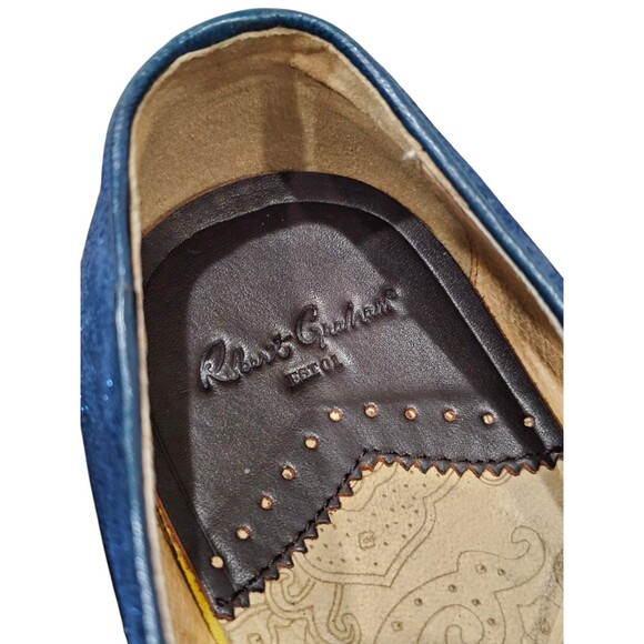 Robert Graham Mens 10 Dress Shoes Metallic Blue Suede Slip On Loafers main image 12